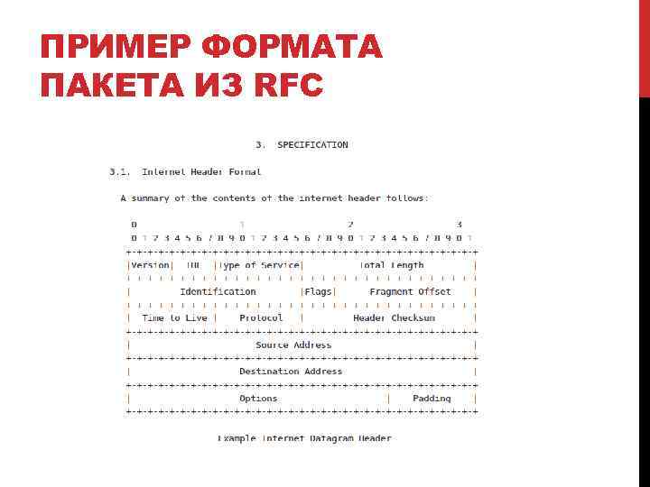 ПРИМЕР ФОРМАТА ПАКЕТА ИЗ RFC 