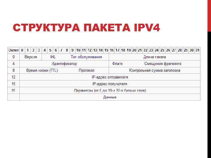 СТРУКТУРА ПАКЕТА IPV 4 