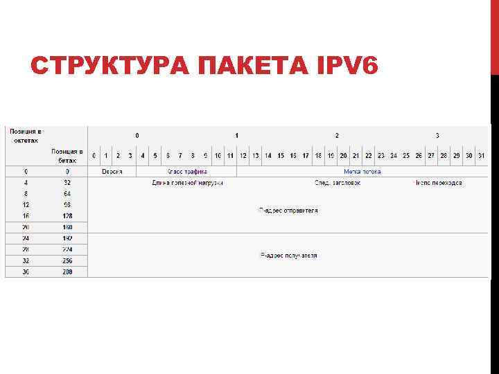 СТРУКТУРА ПАКЕТА IPV 6 