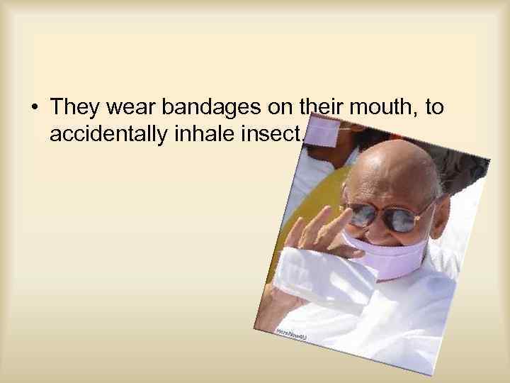  • They wear bandages on their mouth, to accidentally inhale insect. 
