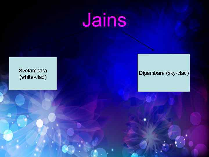 Jains Svetambara (white-clad) Digambara (sky-clad) 