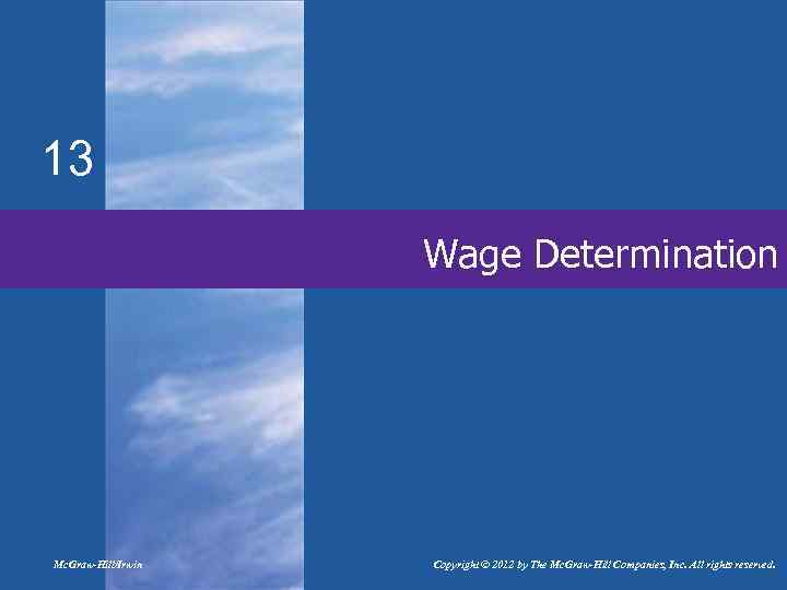 13 Wage Determination Mc. Graw-Hill/Irwin Copyright © 2012 by The Mc. Graw-Hill Companies, Inc.