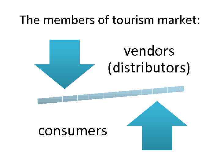 The members of tourism market: vendors (distributors) consumers 