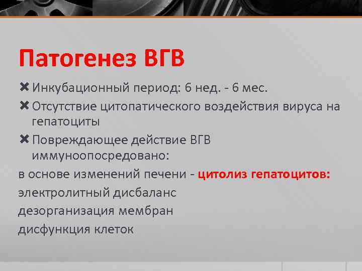 Патогенез ВГВ Инкубационный период: 6 нед. - 6 мес. Отсутствие цитопатического воздействия вируса на