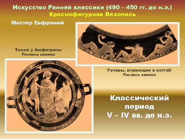 Искусство Ранней классики (490 – 450 гг. до н. э. ) Краснофигурная Вазопись Мастер