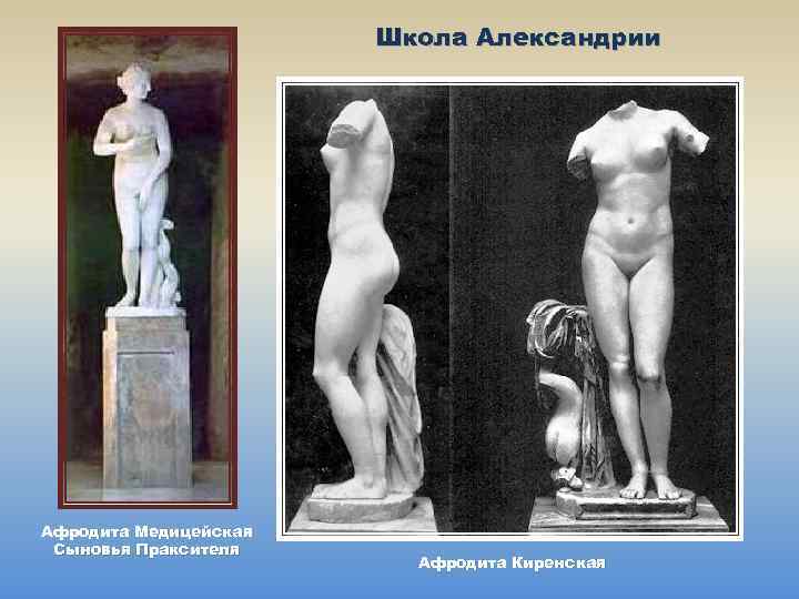 Школа Александрии Афродита Медицейская Сыновья Праксителя Афродита Киренская 