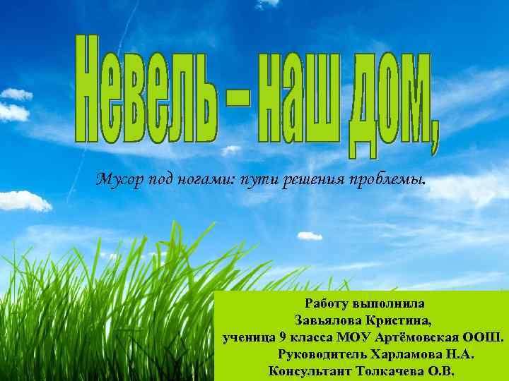 Мусор под ногами: пути решения проблемы. Работу выполнила Завьялова Кристина, ученица 9 класса МОУ