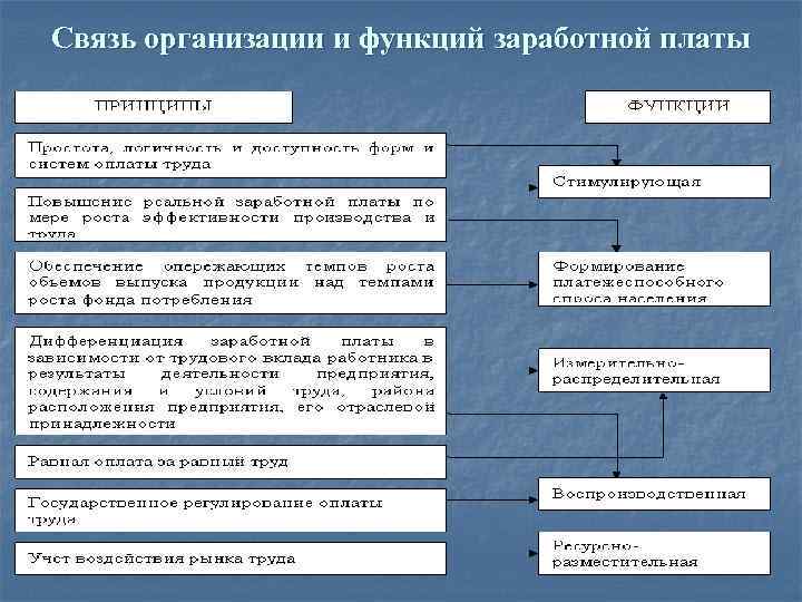 Связь организации и функций заработной платы 