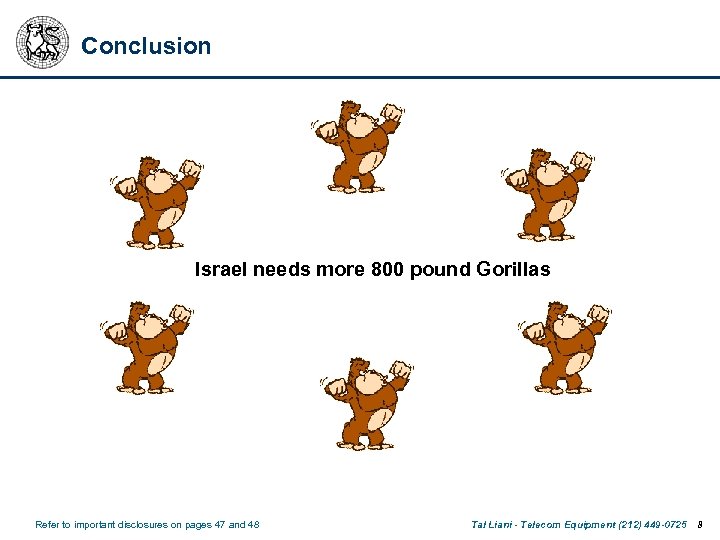 Conclusion Israel needs more 800 pound Gorillas Refer to important disclosures on pages 47