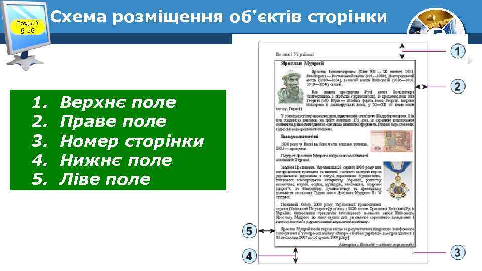 Розділ 3 § 16 1. 2. 3. 4. 5. Схема розміщення об'єктів сторінки 5