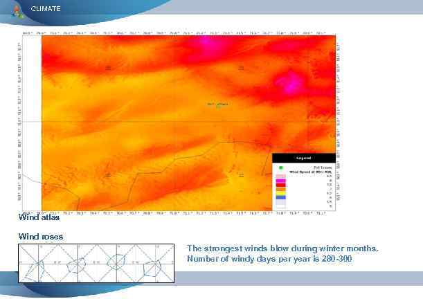 CLIMATE Wind atlas Wind roses The strongest winds blow during winter months. Number of