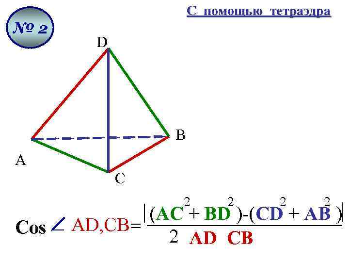 С помощью тетраэдра № 2 D В А С 2 2 (AC + BD