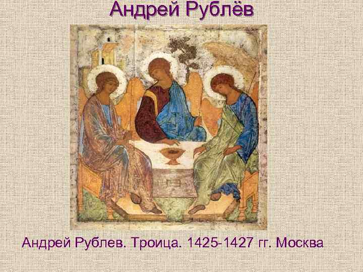 Андрей Рублёв Андрей Рублев. Троица. 1425 -1427 гг. Москва 