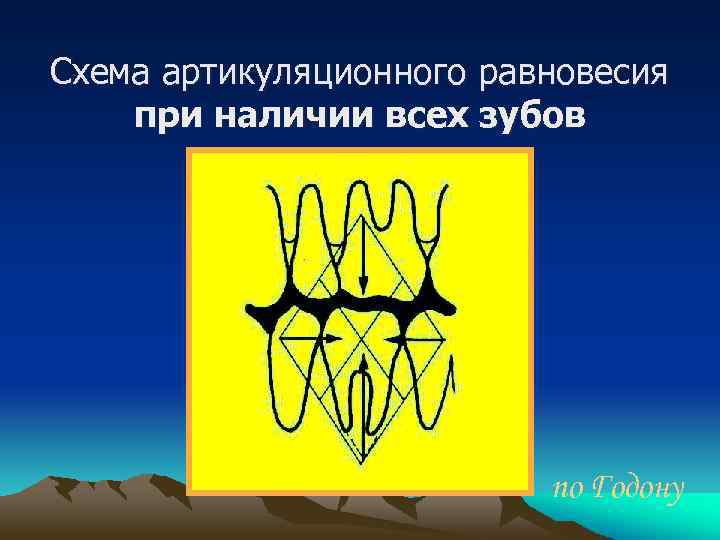 Схема артикуляционного равновесия при наличии всех зубов по Годону 