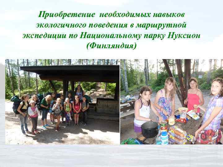 Приобретение необходимых навыков экологичного поведения в маршрутной экспедиции по Национальному парку Нуксион (Финляндия) 
