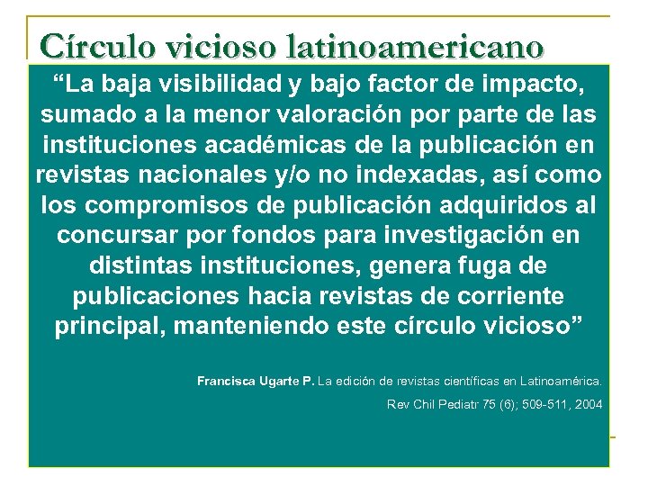 Círculo vicioso latinoamericano “La baja visibilidad y bajo factor de impacto, Menor sumado a