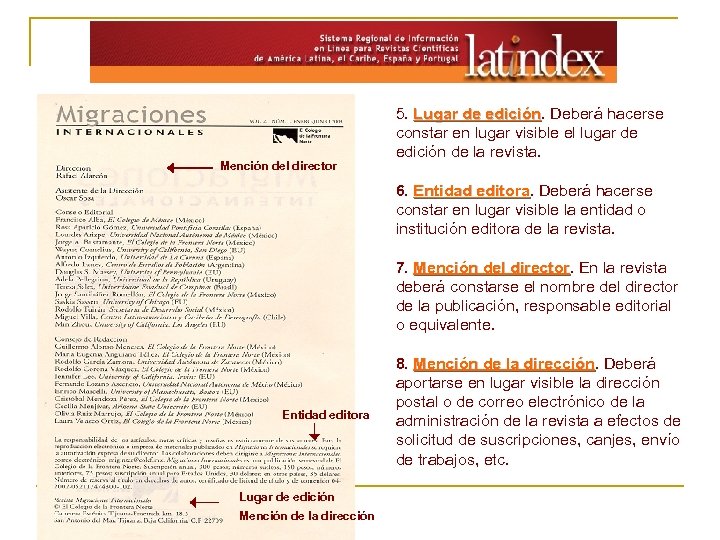 Mención del director 5. Lugar de edición. Deberá hacerse Lugar de edición constar en