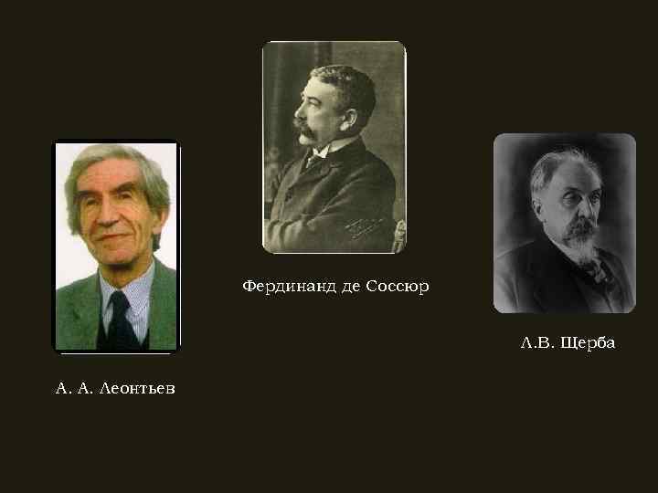 Фердинанд де Соссюр Л. В. Щерба А. А. Леонтьев 