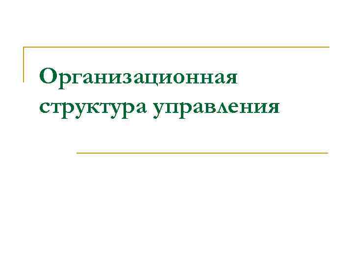 Организационная структура управления 