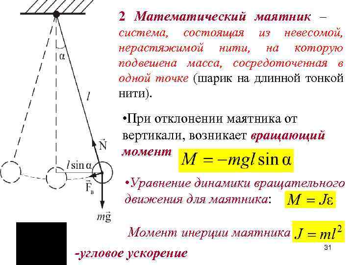 Определить период маятника. Математический маятник. Математический маятник состоит из. Модель математического маятника. Колебания математического маятника.