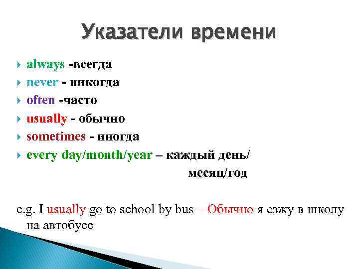 Указатели времени. Слова указатели времен. Present simple always usually often sometimes never. Sometimes указатель какого времени.