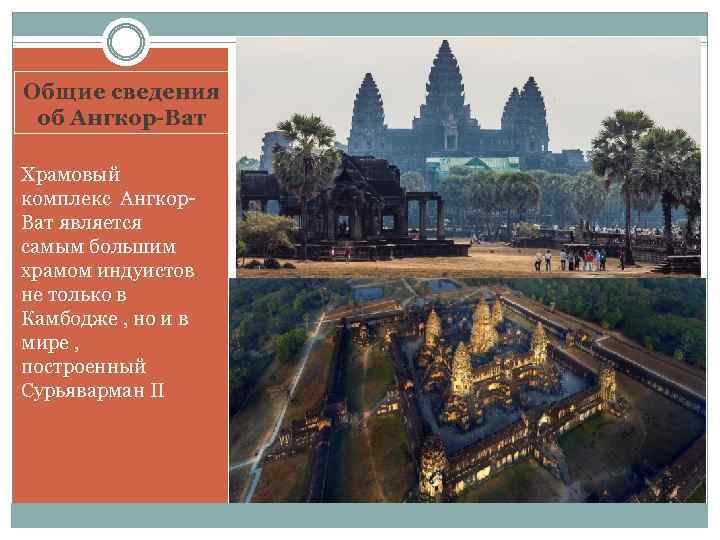Общие сведения об Ангкор-Ват Храмовый комплекс Ангкор. Ват является самым большим храмом индуистов не