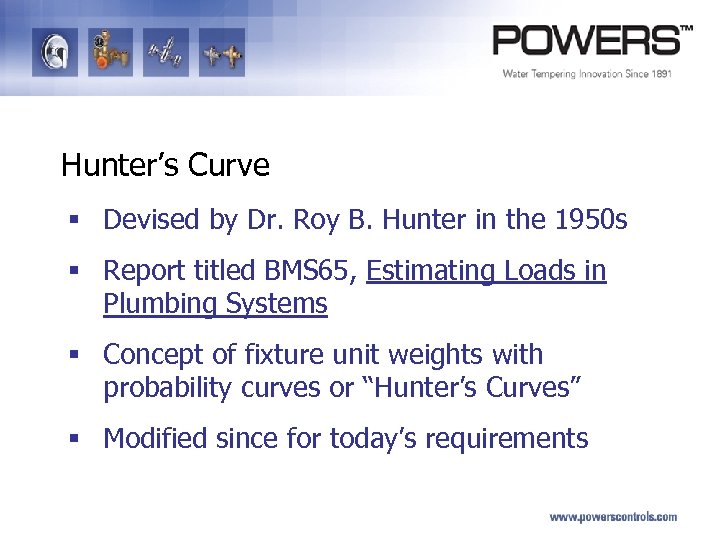Hunter’s Curve § Devised by Dr. Roy B. Hunter in the 1950 s §