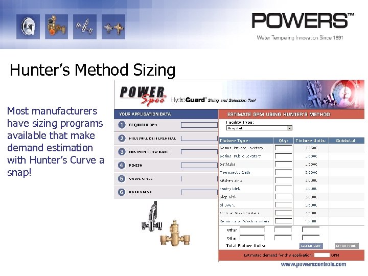 Hunter’s Method Sizing Most manufacturers have sizing programs available that make demand estimation with