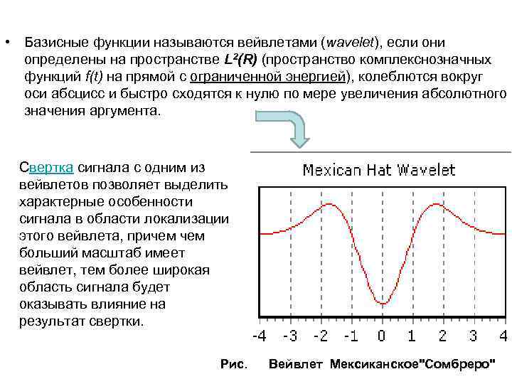  • Базисные функции называются вейвлетами (wavelet), если они определены на пространстве L 2(R)