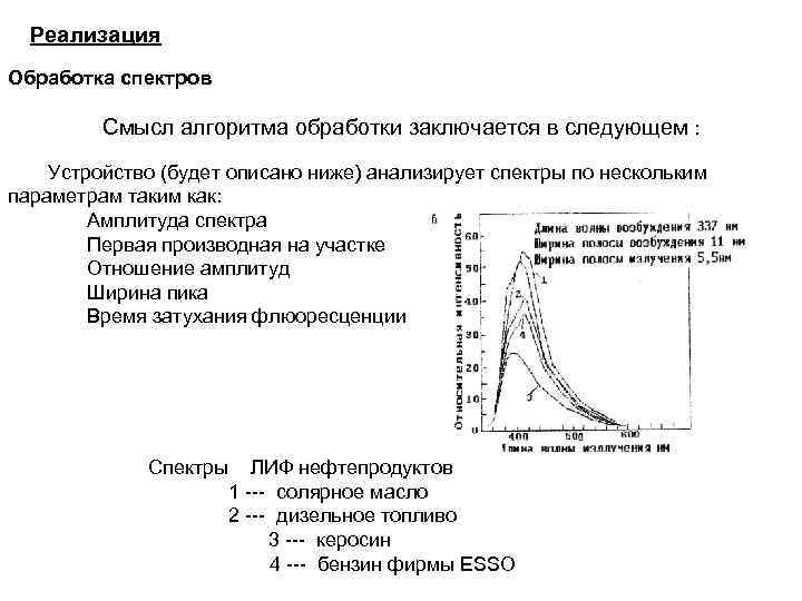 Реализация Обработка спектров Смысл алгоритма обработки заключается в следующем : Устройство (будет описано ниже)