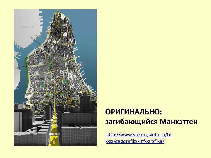 ОРИГИНАЛЬНО: загибающийся Манхэттен http: //www. vokrugsveta. ru/bl ogs/geografika-infografika/ 