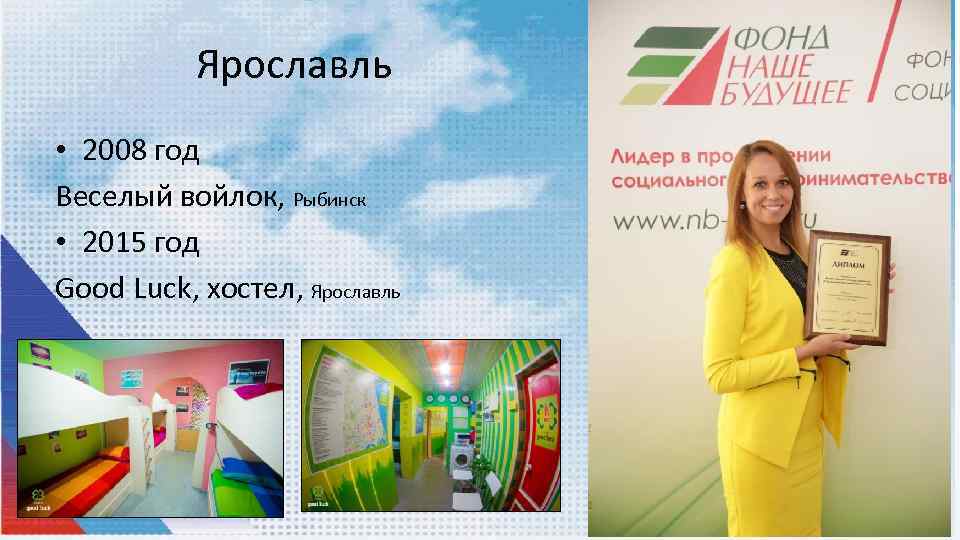 Ярославль • 2008 год Веселый войлок, Рыбинск • 2015 год Good Luck, хостел, Ярославль