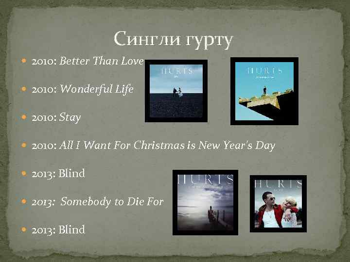  Сингли гурту 2010: Better Than Love 2010: Wonderful Life 2010: Stay 2010: All