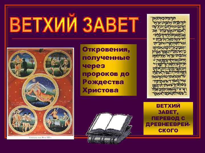 Откровения, полученные через пророков до Рождества Христова ВЕТХИЙ ЗАВЕТ, ПЕРЕВОД С ДРЕВНЕЕВРЕЙСКОГО 