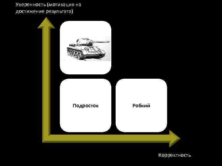 Уверенность (мотивация на достижение результата) Подросток Робкий Корректность 