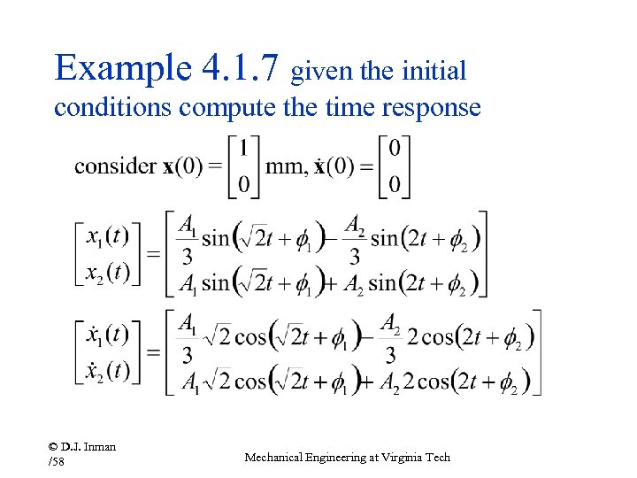 Example 4. 1. 7 given the initial conditions compute the time response © D.