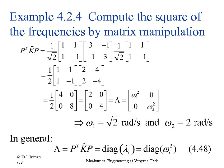 Example 4. 2. 4 Compute the square of the frequencies by matrix manipulation In