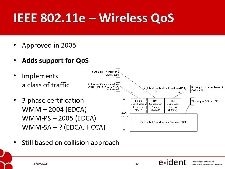 IEEE 802. 11 e – Wireless Qo. S • Approved in 2005 • Adds
