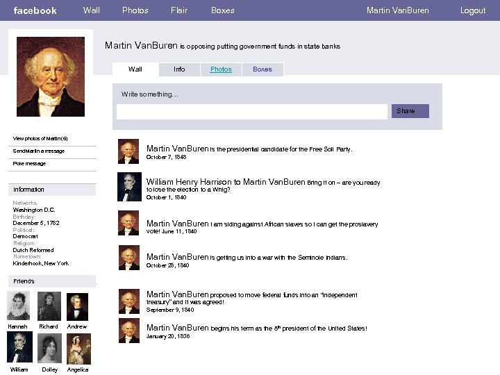 facebook Wall Photos Flair Boxes Martin Van. Buren is opposing putting government funds in