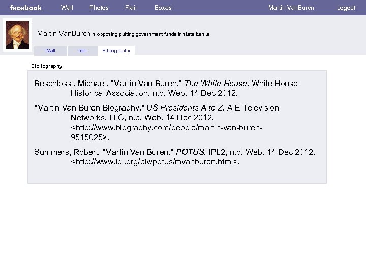 facebook Wall Photos Flair Boxes Martin Van. Buren is opposing putting government funds in