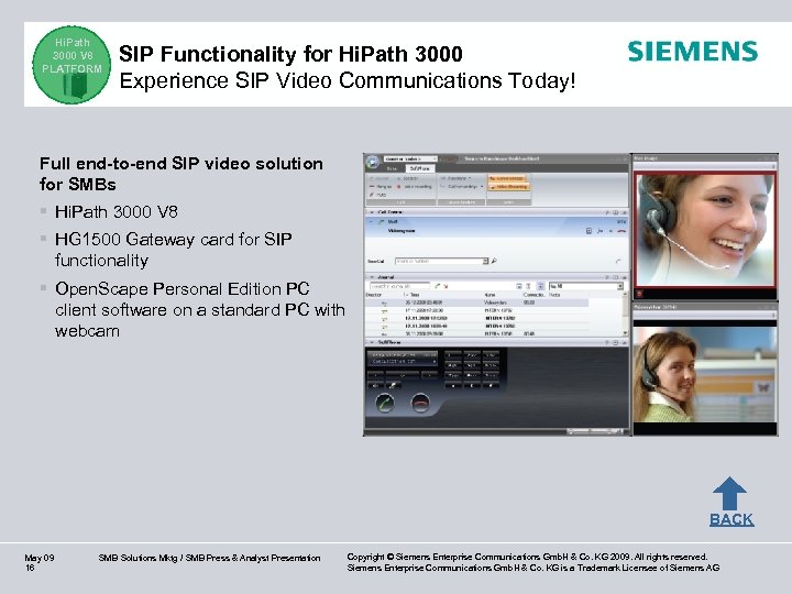 Hi. Path 3000 V 8 PLATFORM SIP Functionality for Hi. Path 3000 Experience SIP