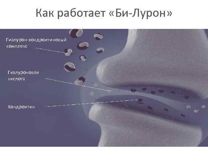 Как работает «Би-Лурон» Гиалурон-хондроитиновый комплекс Гиалуроновая кислота Хондроитин 