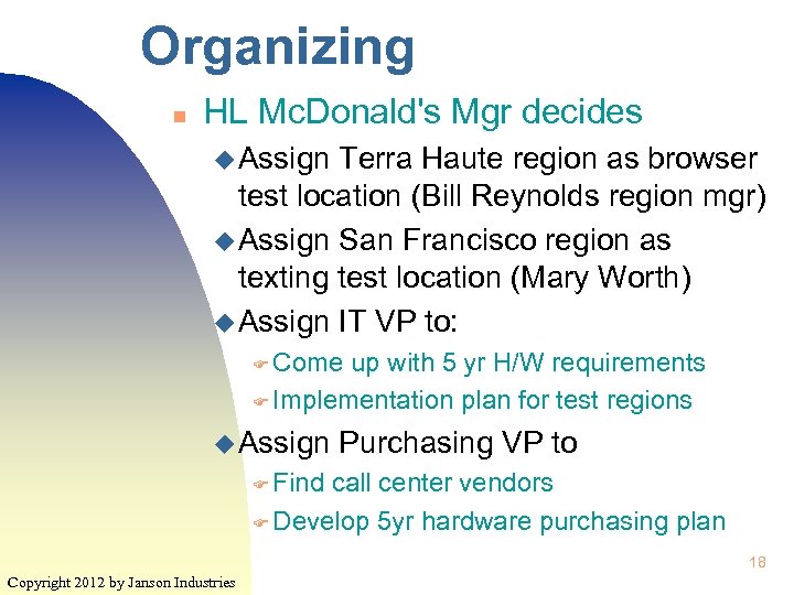 Organizing n HL Mc. Donald's Mgr decides u Assign Terra Haute region as browser