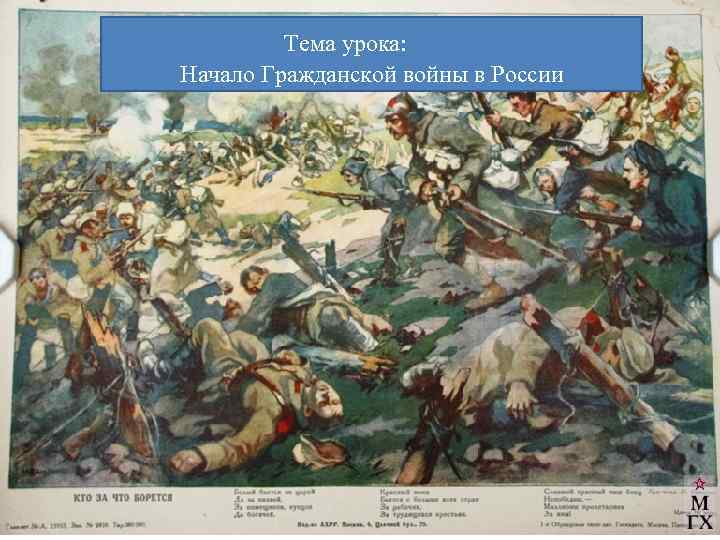 Тема урока: Начало Гражданской войны в России 