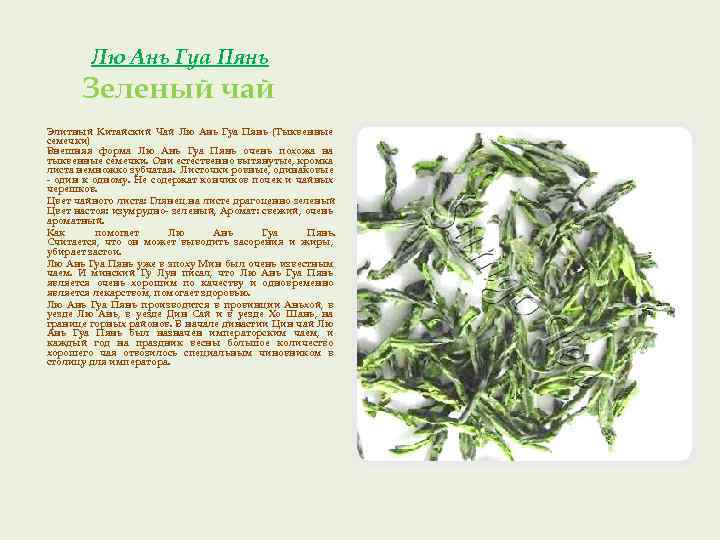 Лю Ань Гуа Пянь Зеленый чай Элитный Китайский Чай Лю Ань Гуа Пянь (Тыквенные