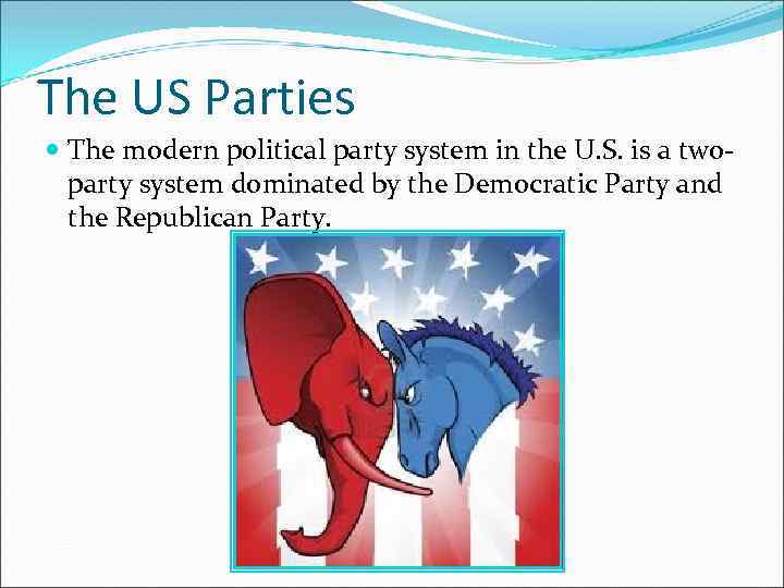 The US Parties The modern political party system in the U. S. is a