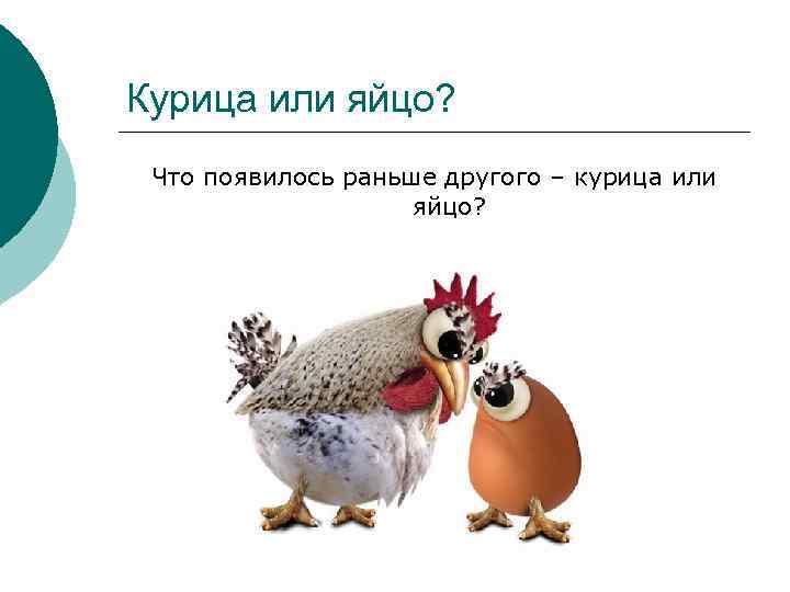 Курица или яйцо? Что появилось раньше другого – курица или яйцо? 