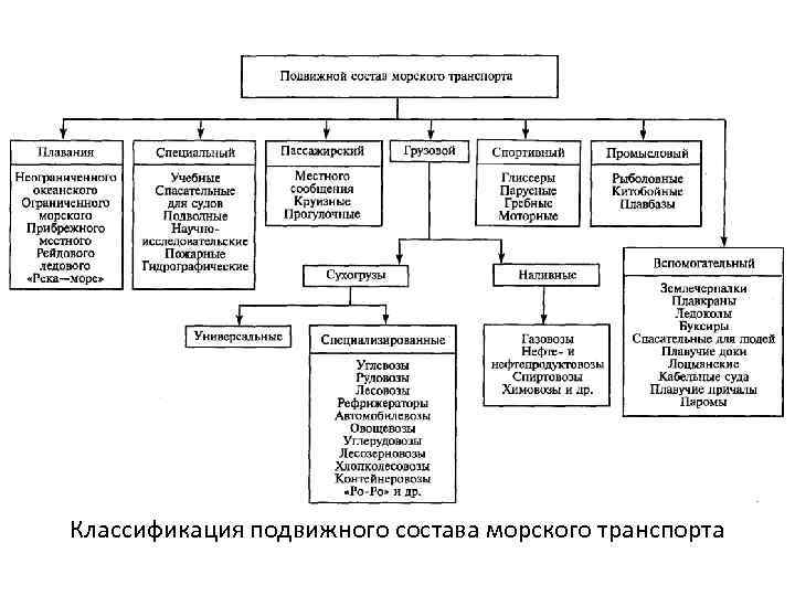 Классификация подвижного состава морского транспорта 