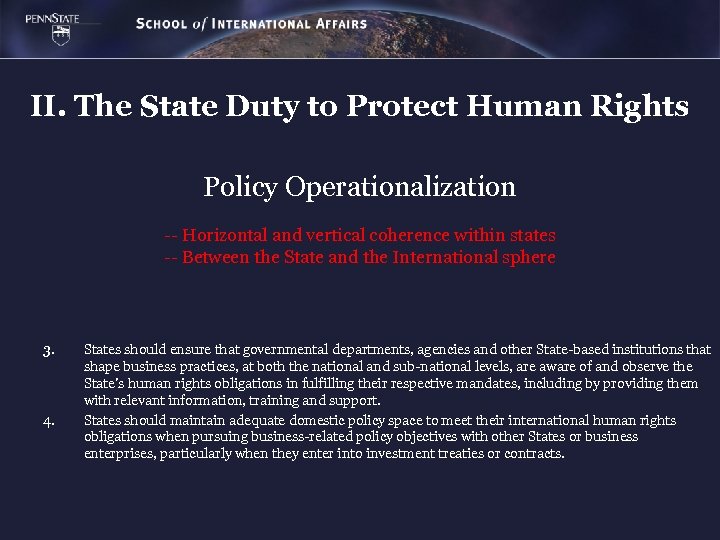 II. The State Duty to Protect Human Rights Policy Operationalization -- Horizontal and vertical