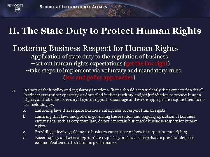 II. The State Duty to Protect Human Rights Fostering Business Respect for Human Rights